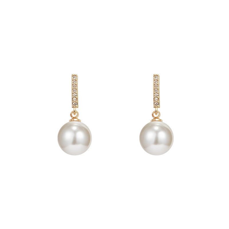 Dangle Drop Pearl Stud Earrings