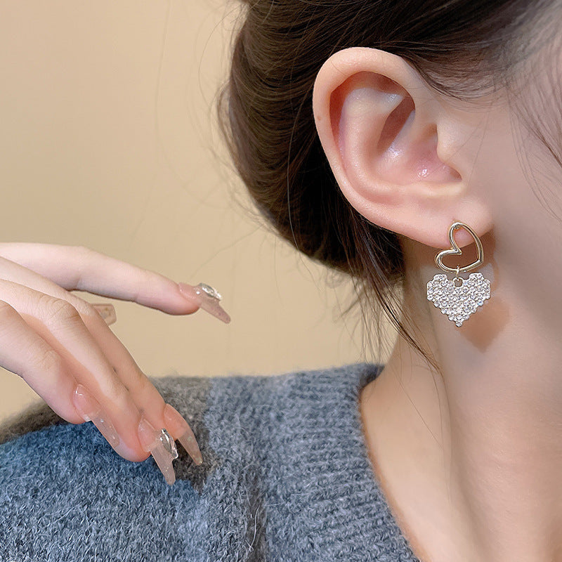 Rhinestone Love Charm Earrings