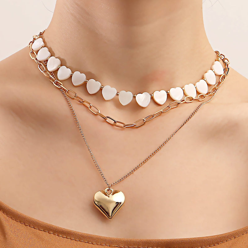 Baroque Style Imitation Pearl Peach Heart Necklace
