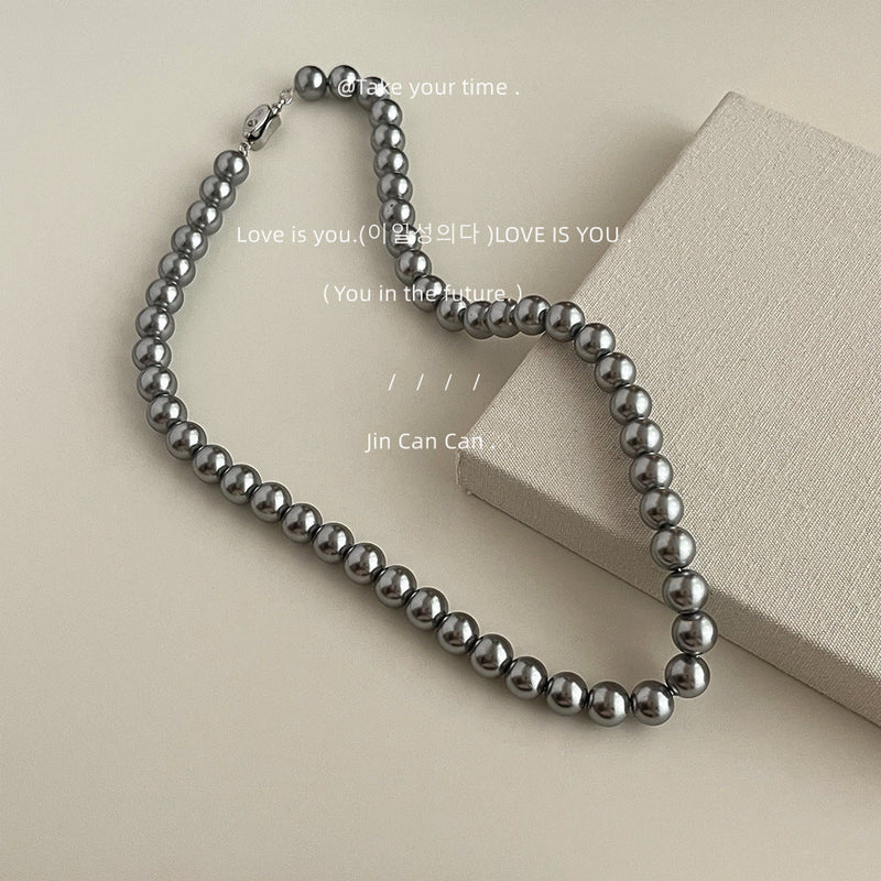 Gray Pearl Necklace Wedding Pearl Necklace for Brides