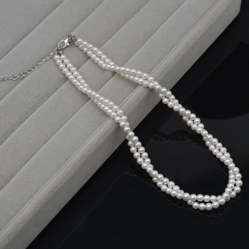 Multi layers women choker Pearl Necklace Round Twisted