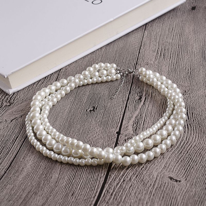 Multilayer Simulated Pearl Choker Necklace for Women