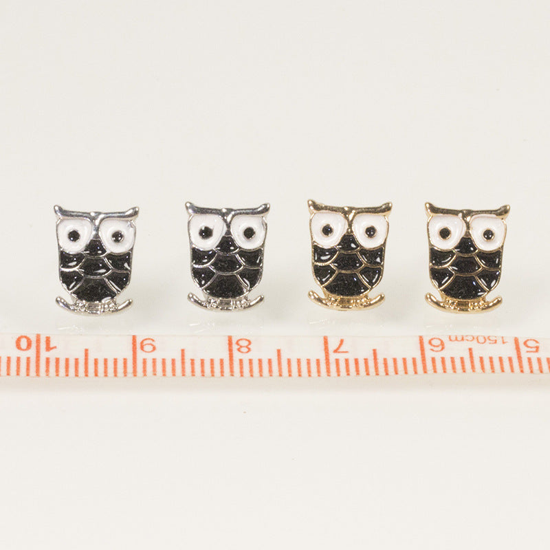 Enamel Owl Stud Earring