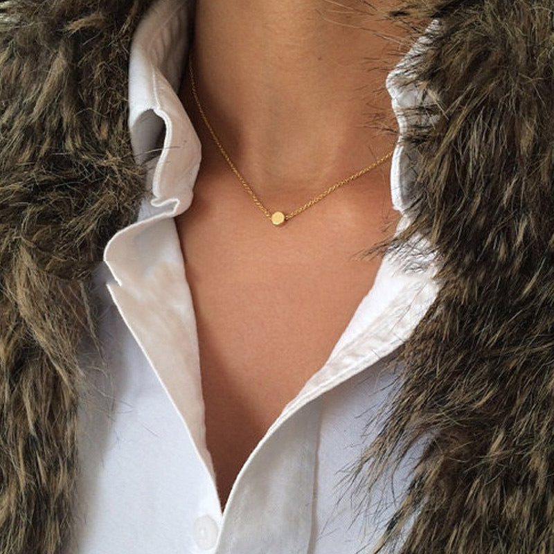 Disc Round Pendant Necklace