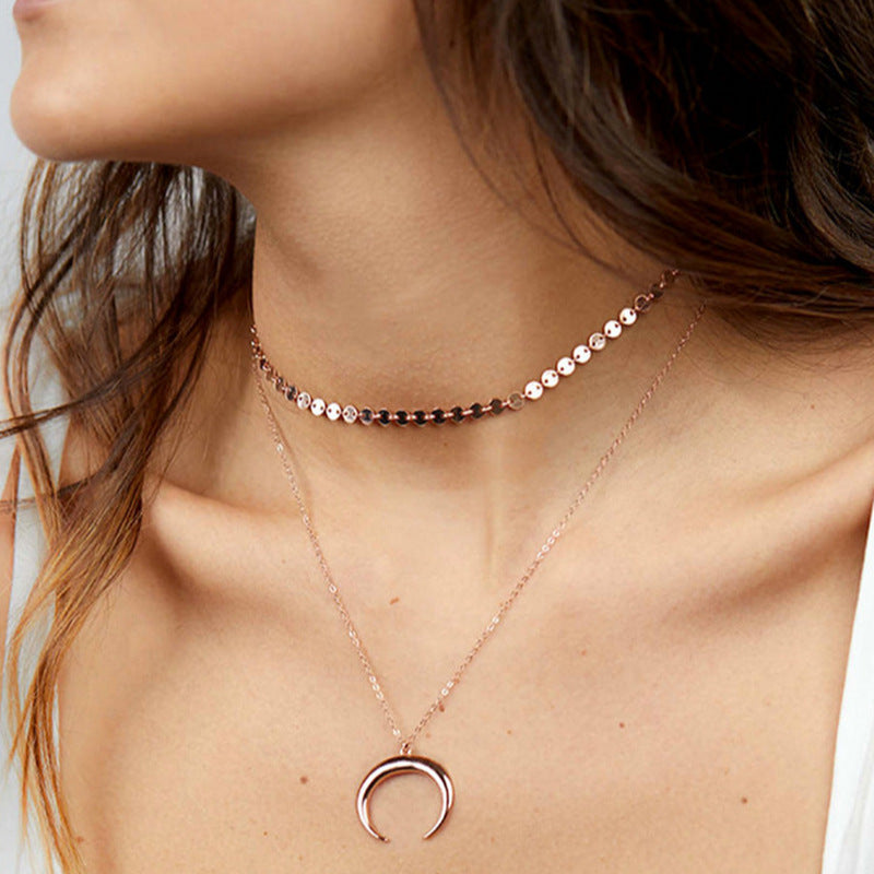 Bohemian Double Horn Necklace for Women