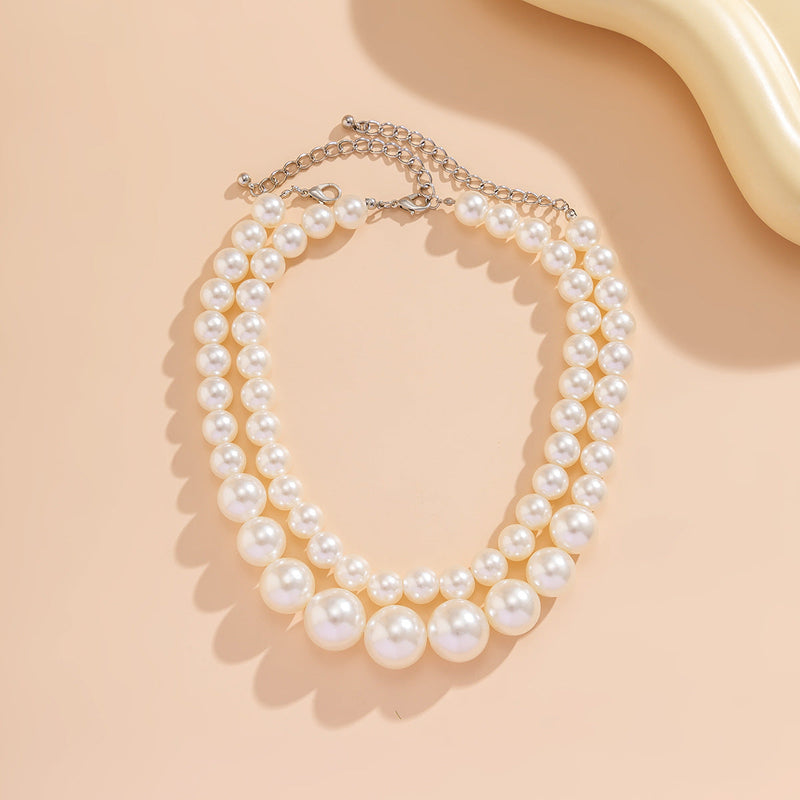 New Fashion Necklace Double-layer Pearl Choker Necklace Pearl Beaded Necklace