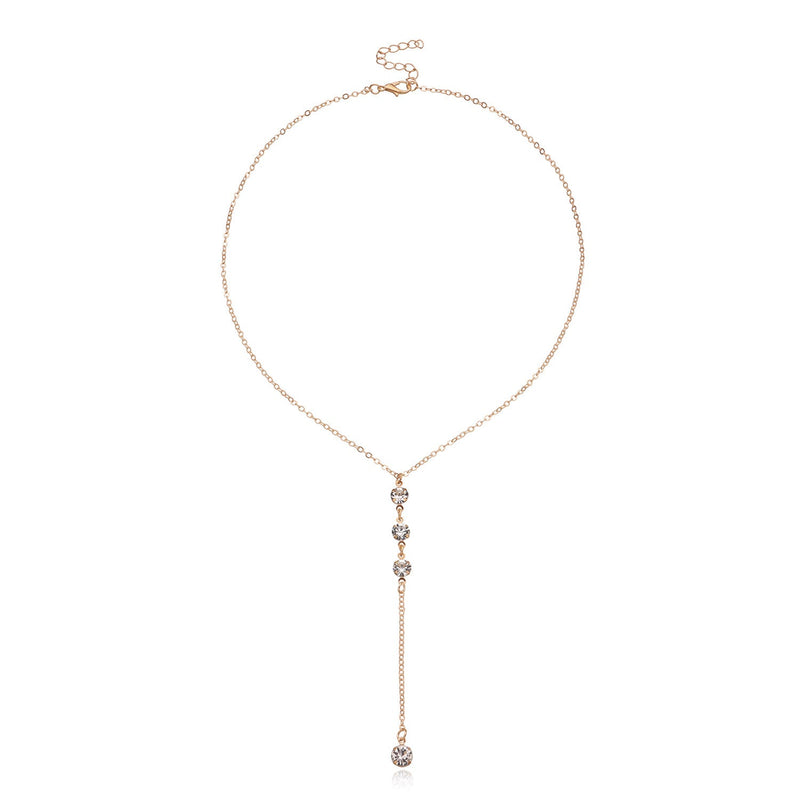 Long Chain Zircon Charm Necklace for Women