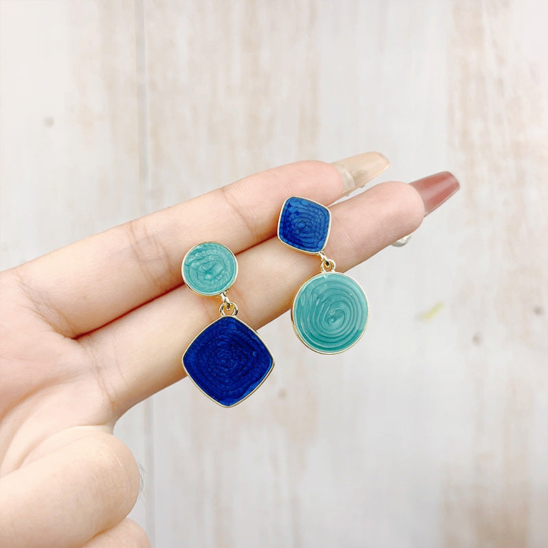 Asymmetric Blue Sky Round Earrings