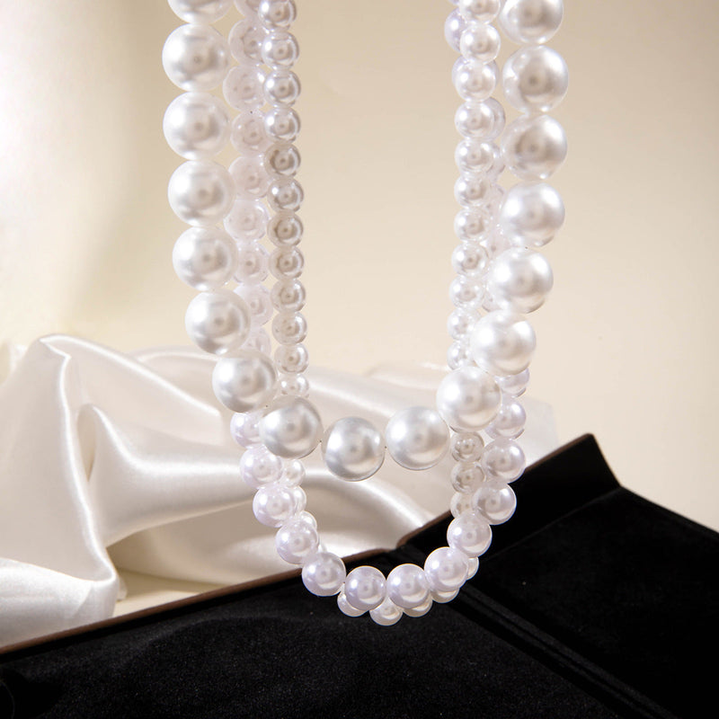 Elegant Synthetic Pearl Triple Multi Layer Choker Three Layer Pearl Necklaces