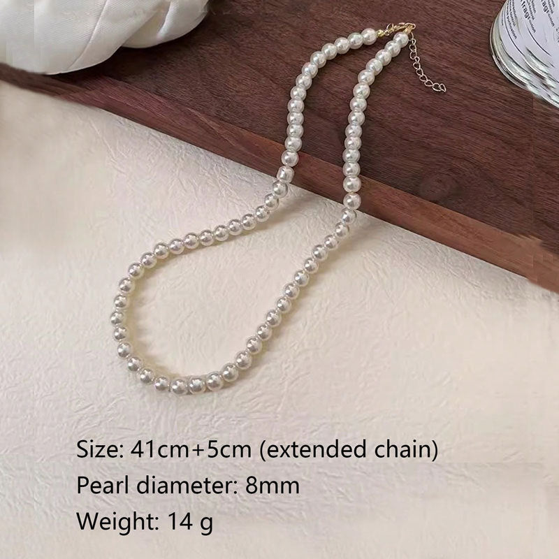 Extended Chain 8mm Pearl Necklace Chain Length 40-45cm