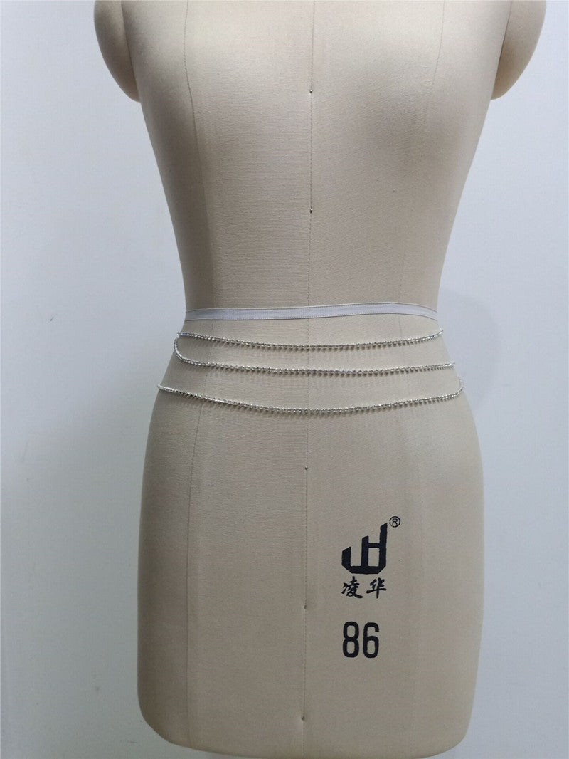 Sexy Body Jewelry Multilayer Rhinestone Waist Chain for Women