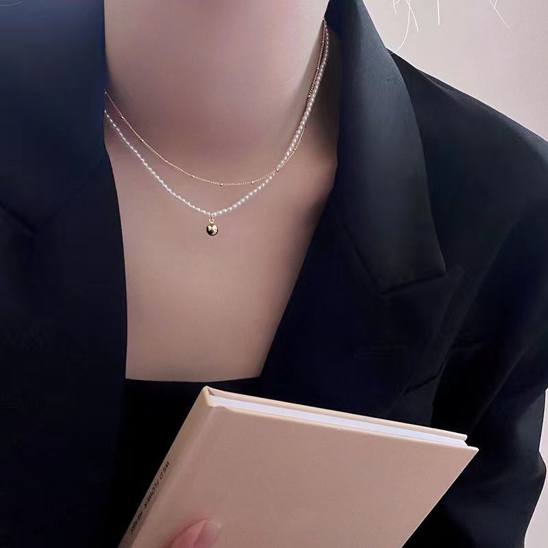 Stacked Pearl Necklaces White Pearl Beaded Necklace