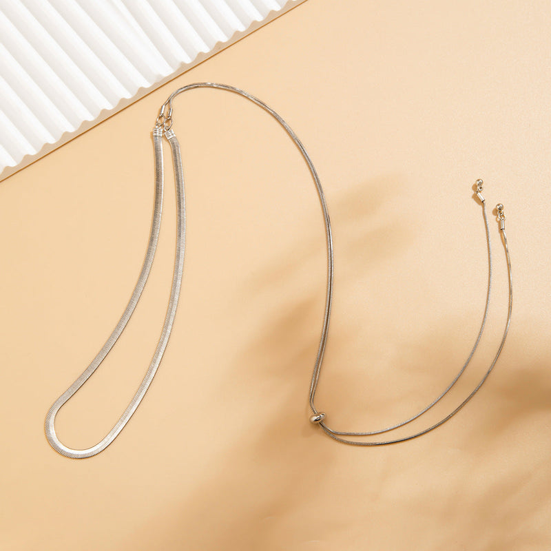 Punk Simple Double-Layer Snake Bone Chain Necklace