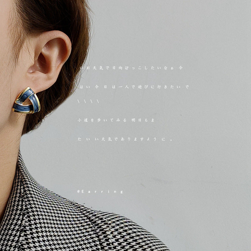 Enamel Geometric Triangle Stud Earrings