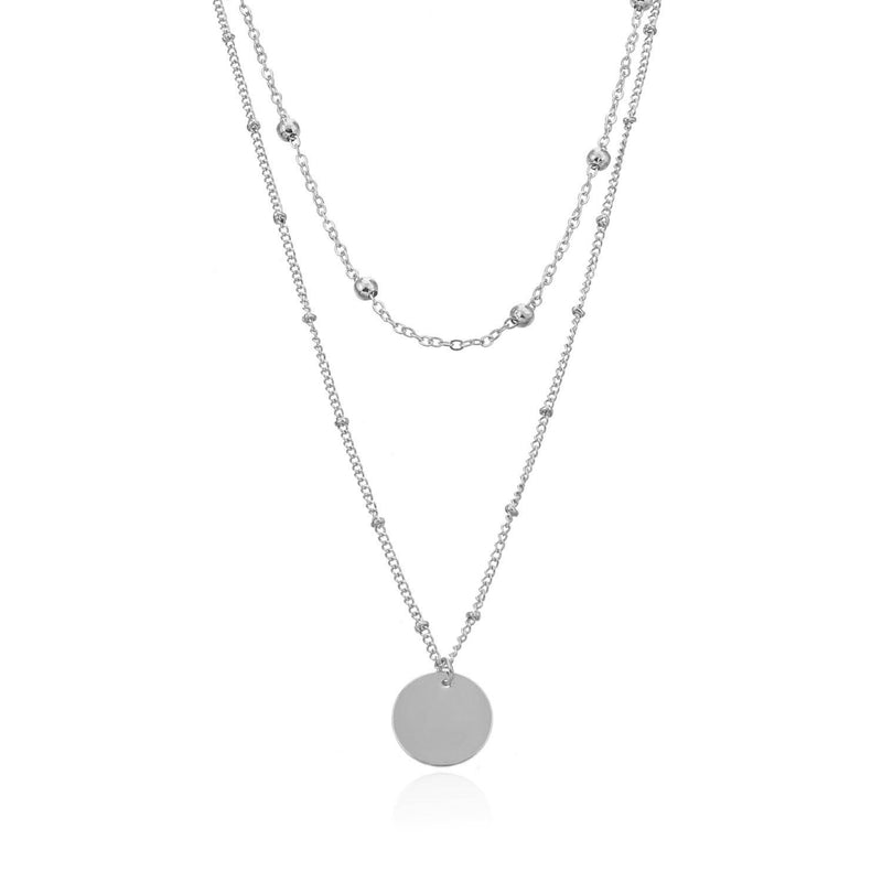 Bohemian Layered Necklace Round Coin Pendant Necklace