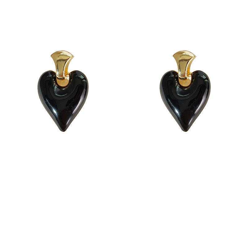 Colorful Gold Stud Heart Elegant Love Enamel Earring