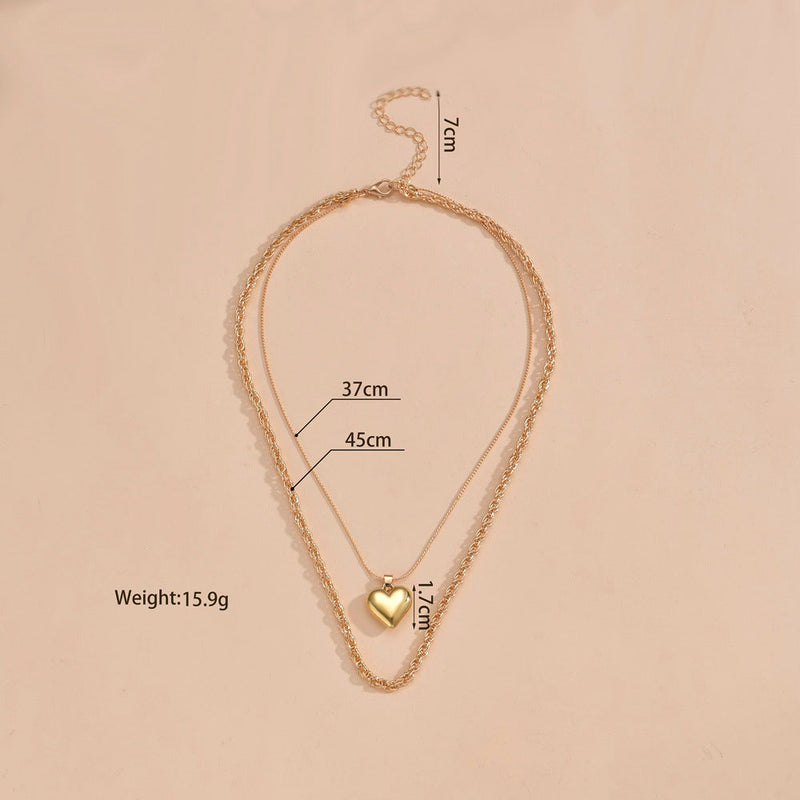 Multilayer Big Heart Pendant Necklace
