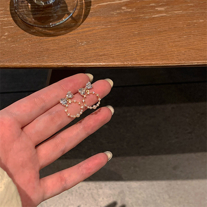 Elegant Vintage Rhinestone Bow Drop Earrings