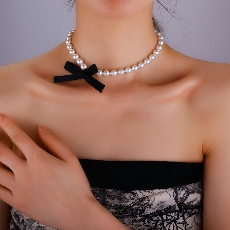 Black Ribbon Choker Necklace for Women