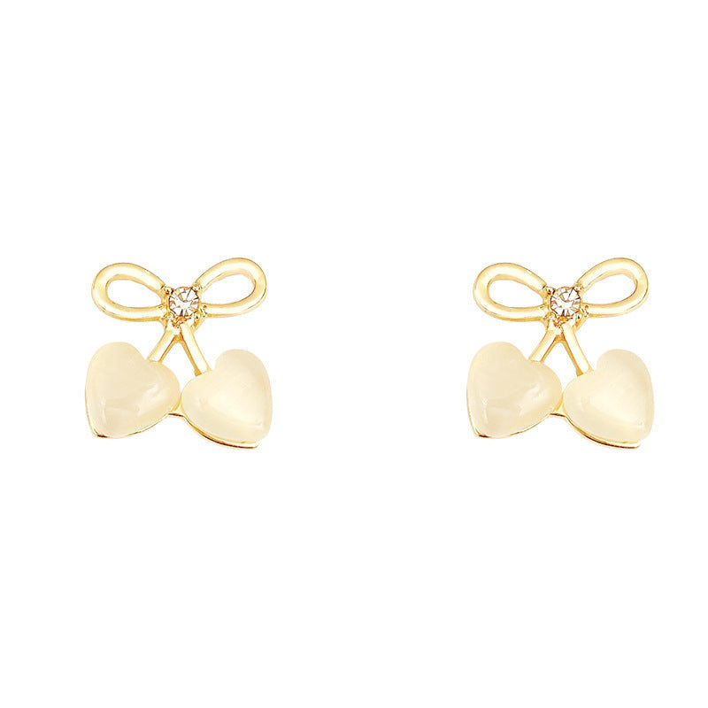 Flower Opal Bow Stud Earrings