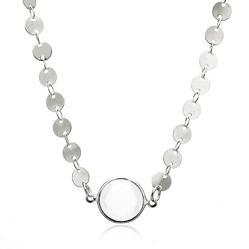 DIsc Chain Crystal Choker Necklace