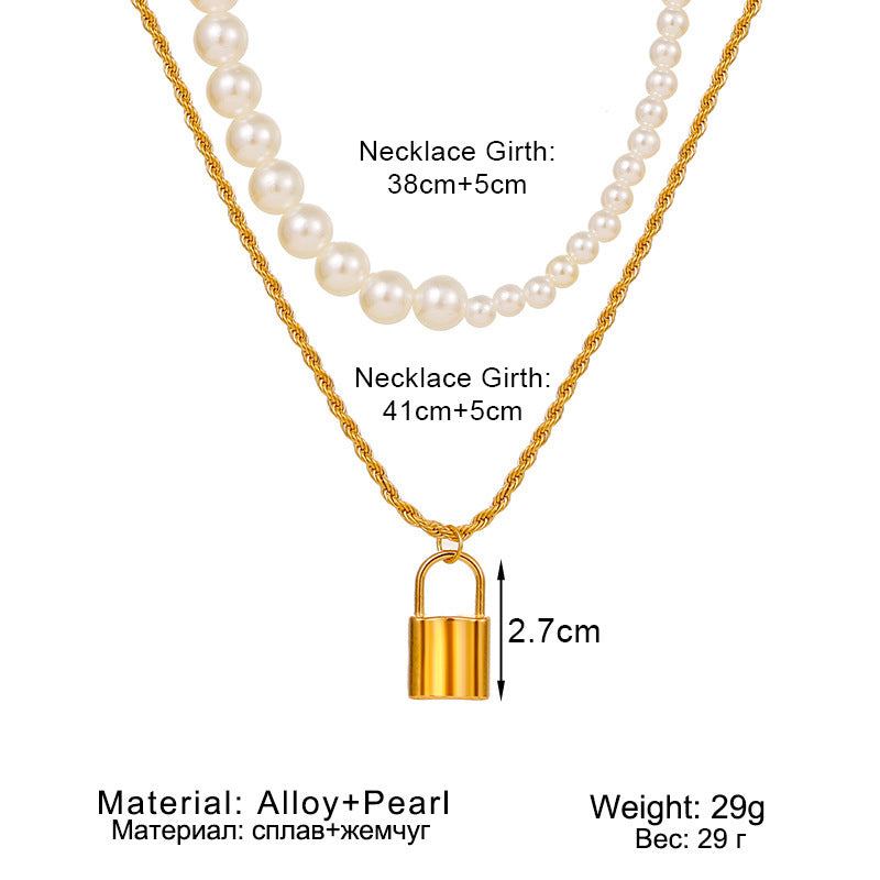 Heart Star Charm Paperclip Chain Choker Necklace Layered Lock Pendant