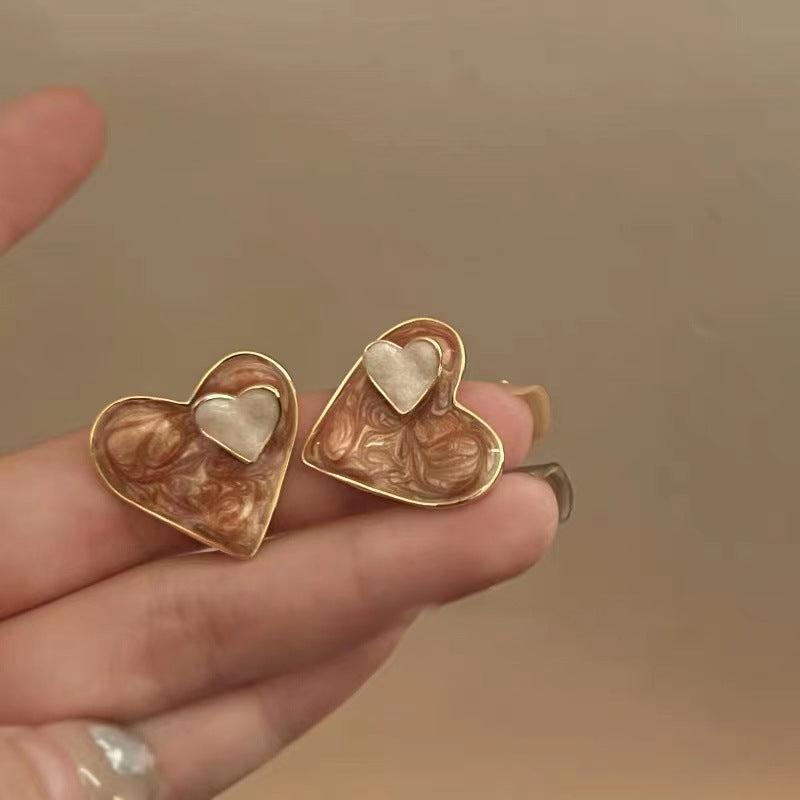 Sweet Enamel Blue Heart Earrings