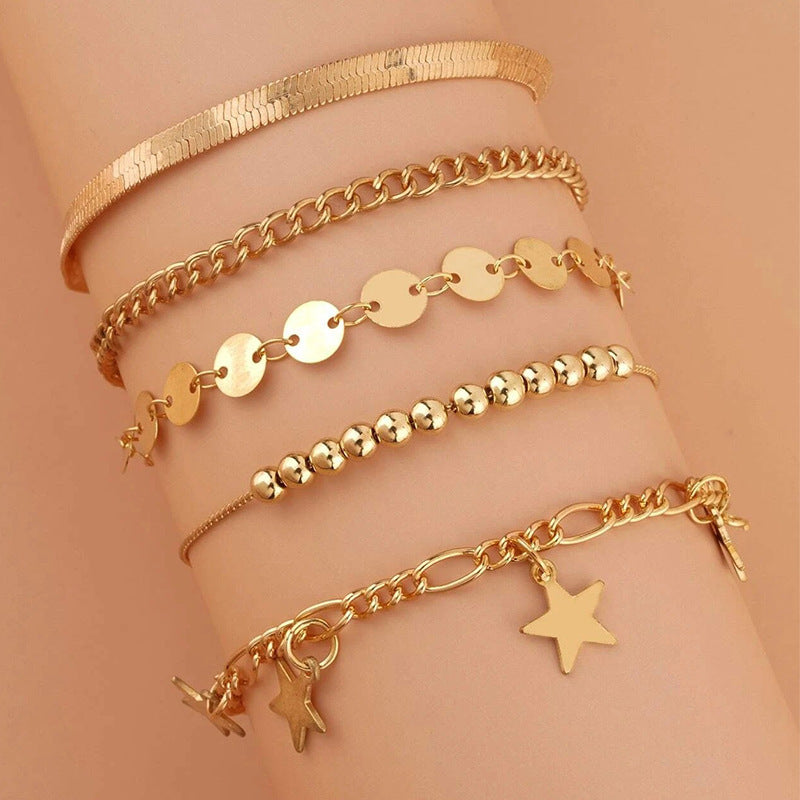 Multi-Layer Star Disc Beach Cuban Chain Foot Chain