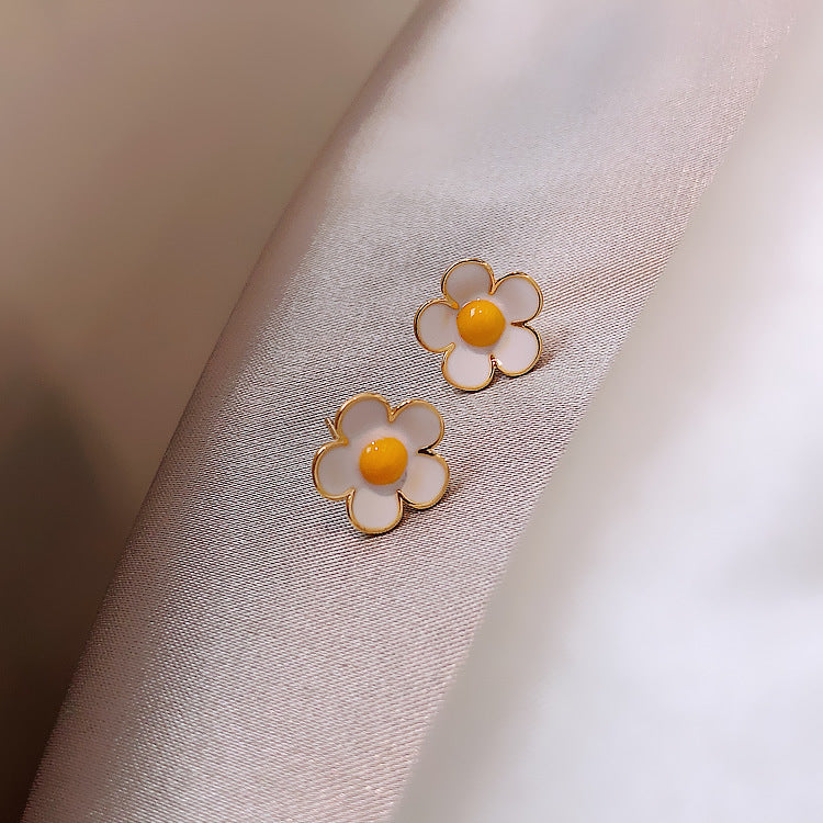 Enamel Cute Flower Stud Earrings
