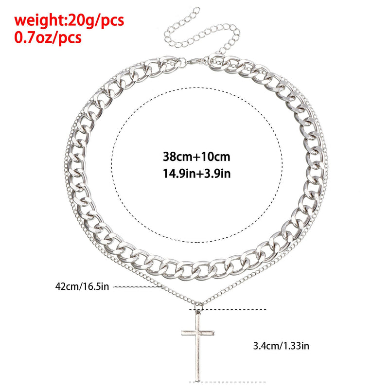 Hip-Hop Style Double Layer Cross Pendant Necklace