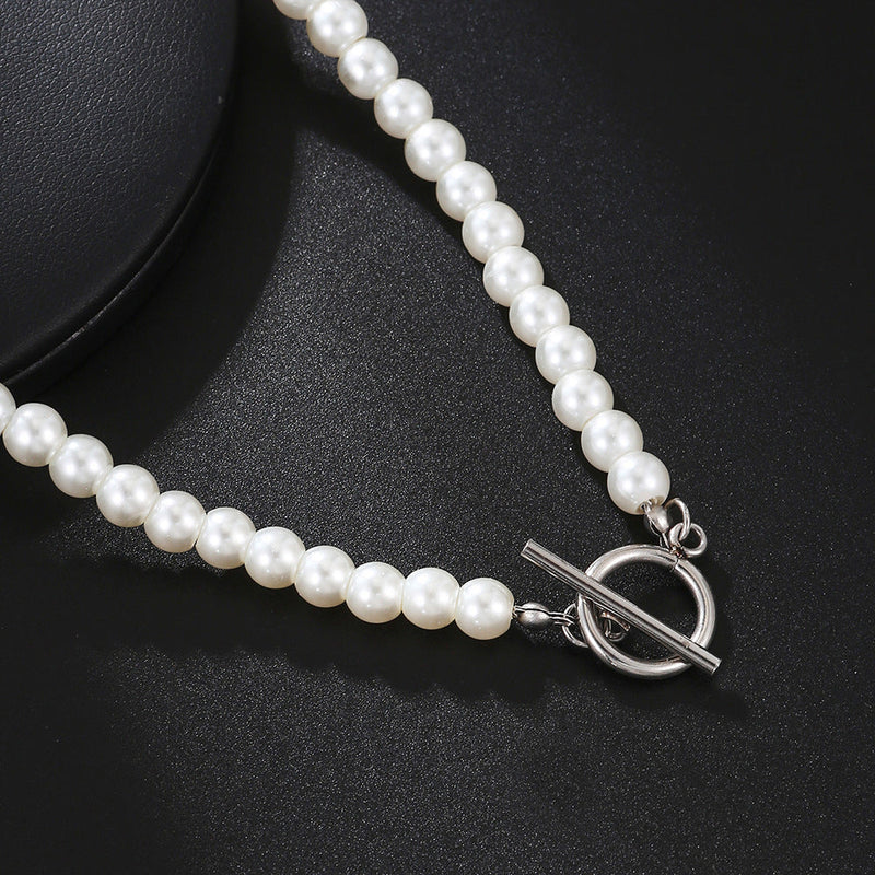 Faux Pearl Beaded Choker Necklace