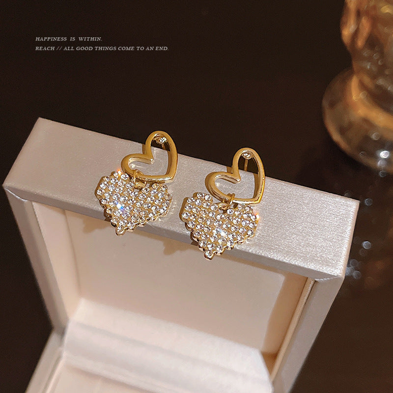 Rhinestone Love Charm Earrings