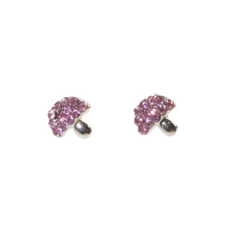 Pink Rhinestone mushroom Earring