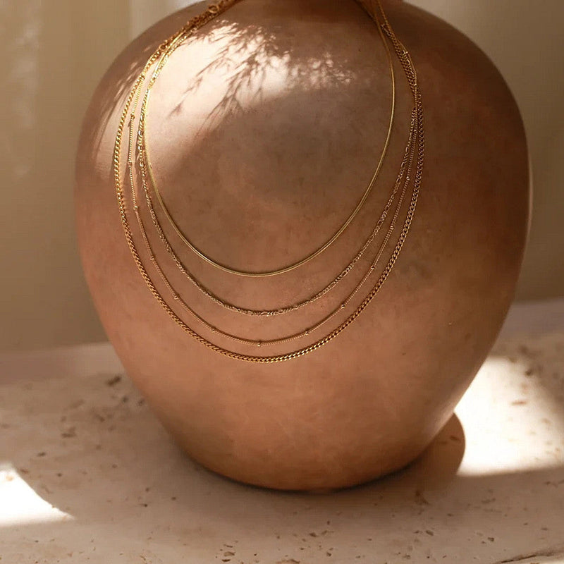 Four Layered Bead Chain Necklaces Women