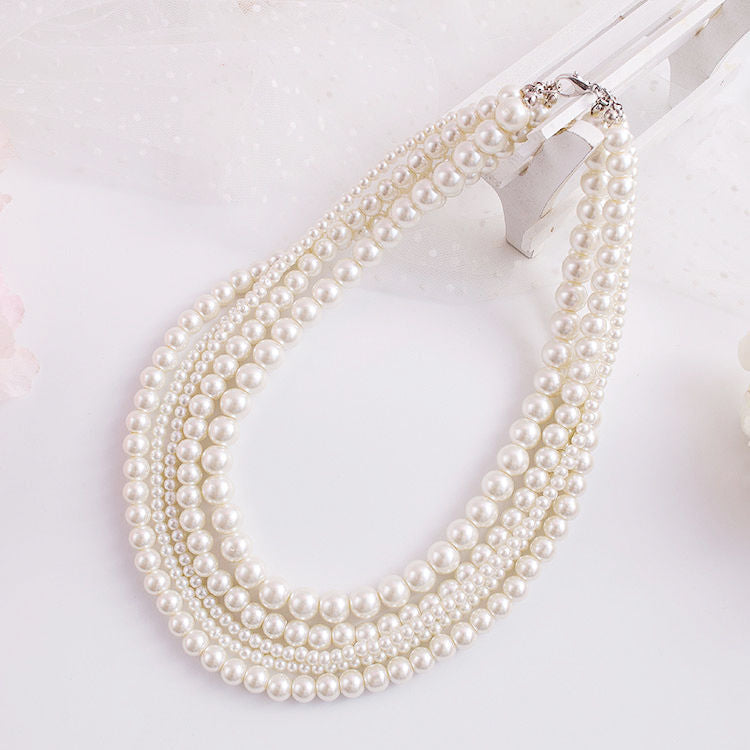 Multi-layered Imitation Pearl Choker Bridal Necklace