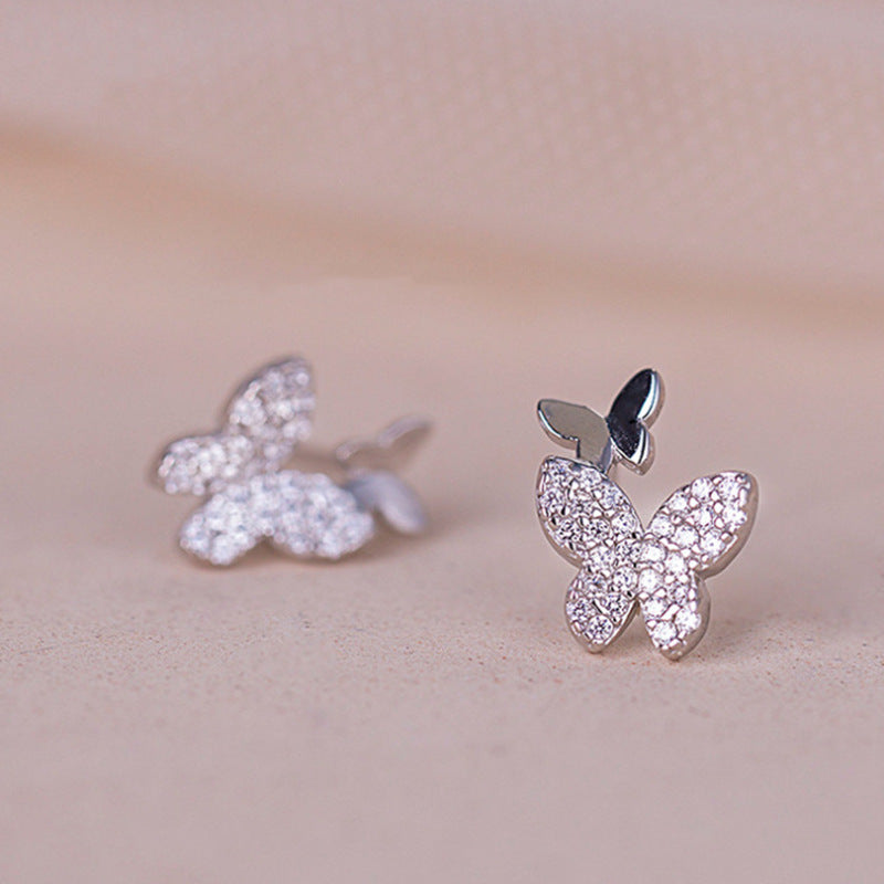 Double butterfly Rhinestone Stud Earring