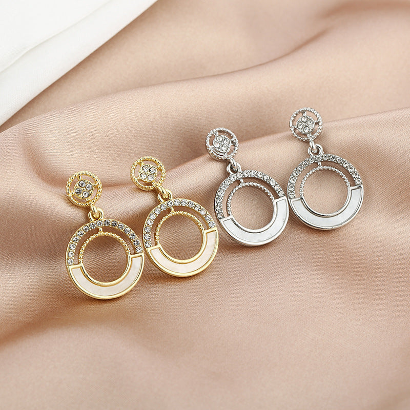 Double Circle Dangle Drop Stud Earrings