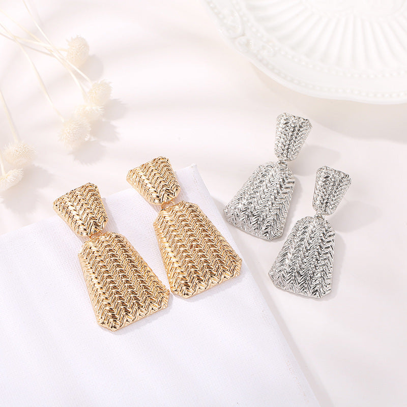 Geometric Irregular Long Woven Earrings
