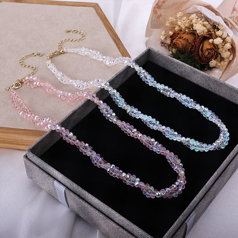 Faceted Crystal Beads Twisted necklace