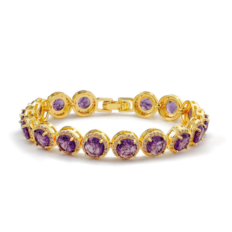Dazzling Multicolor Cubic Zirconia Round Halo Chain Bracelet, Colored Gem Stones, Adjustable Design, and Unique Patterns
