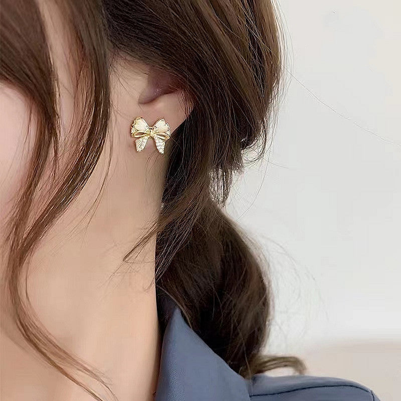 Opal Butterfly Bow Knot Stud Earrings