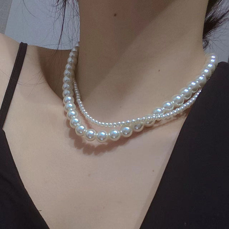 Multi-Strand Bridal Choker White Pearl Necklace