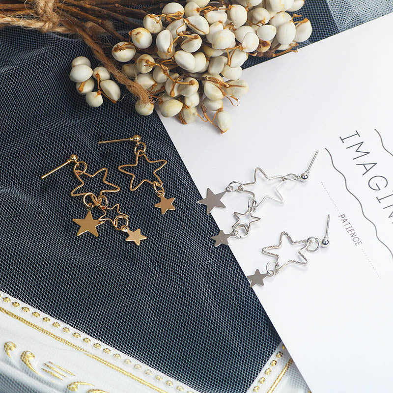 Hollow Pentagram Star Stud Earrings