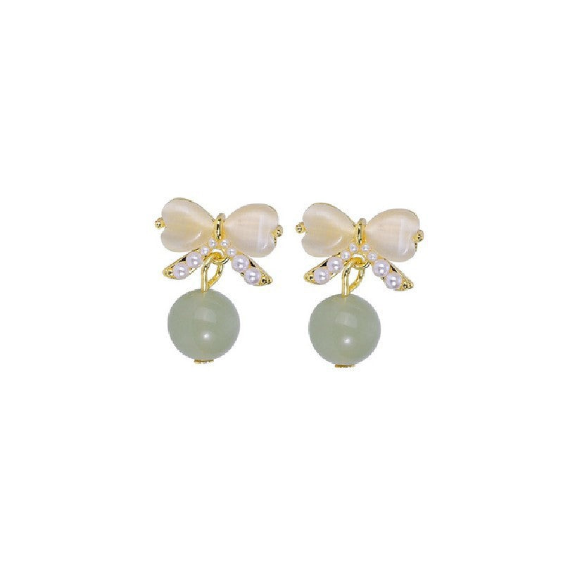 Opal Bow Stud Earring