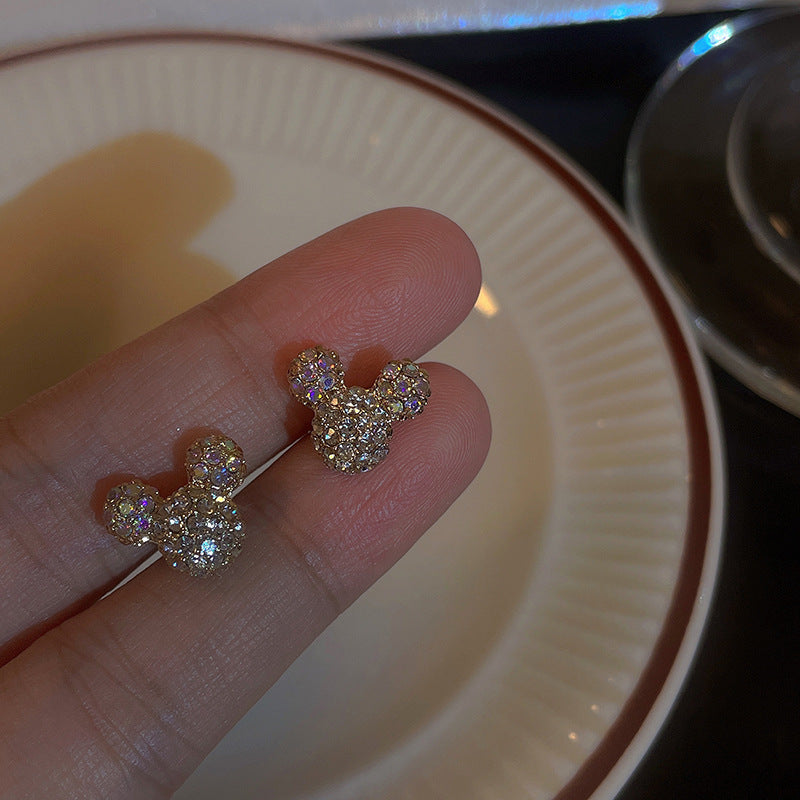 Full Rhinestone Mouse Stud Earrings