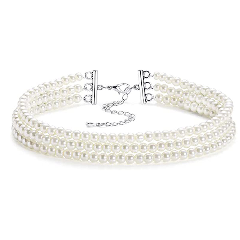 Multi Layered Pearl Neck Chain Necklace Sweater Chain Pearl Necklaces