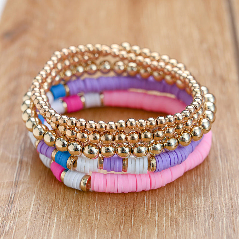 Bohemian Beaded Stretch Bracelets Colors Clay Beads