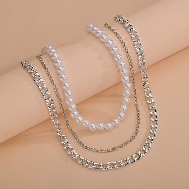 Multi-layer Pearl Chain Choker Necklace
