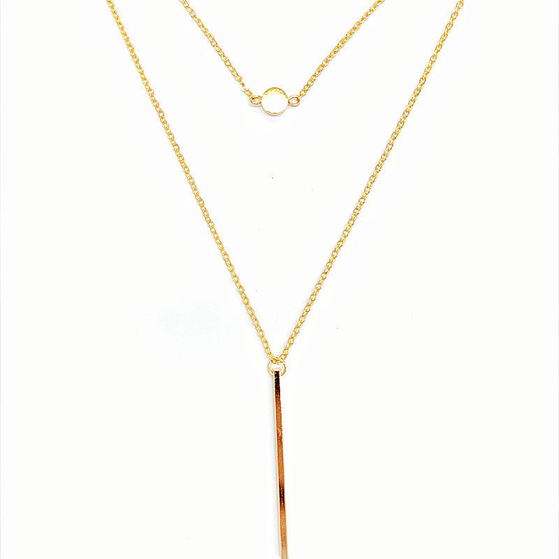 Multi Layered Disc Square Pendant Necklace