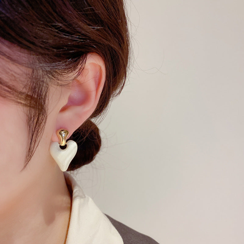 Enamel Glaze Heart Drop Earrings